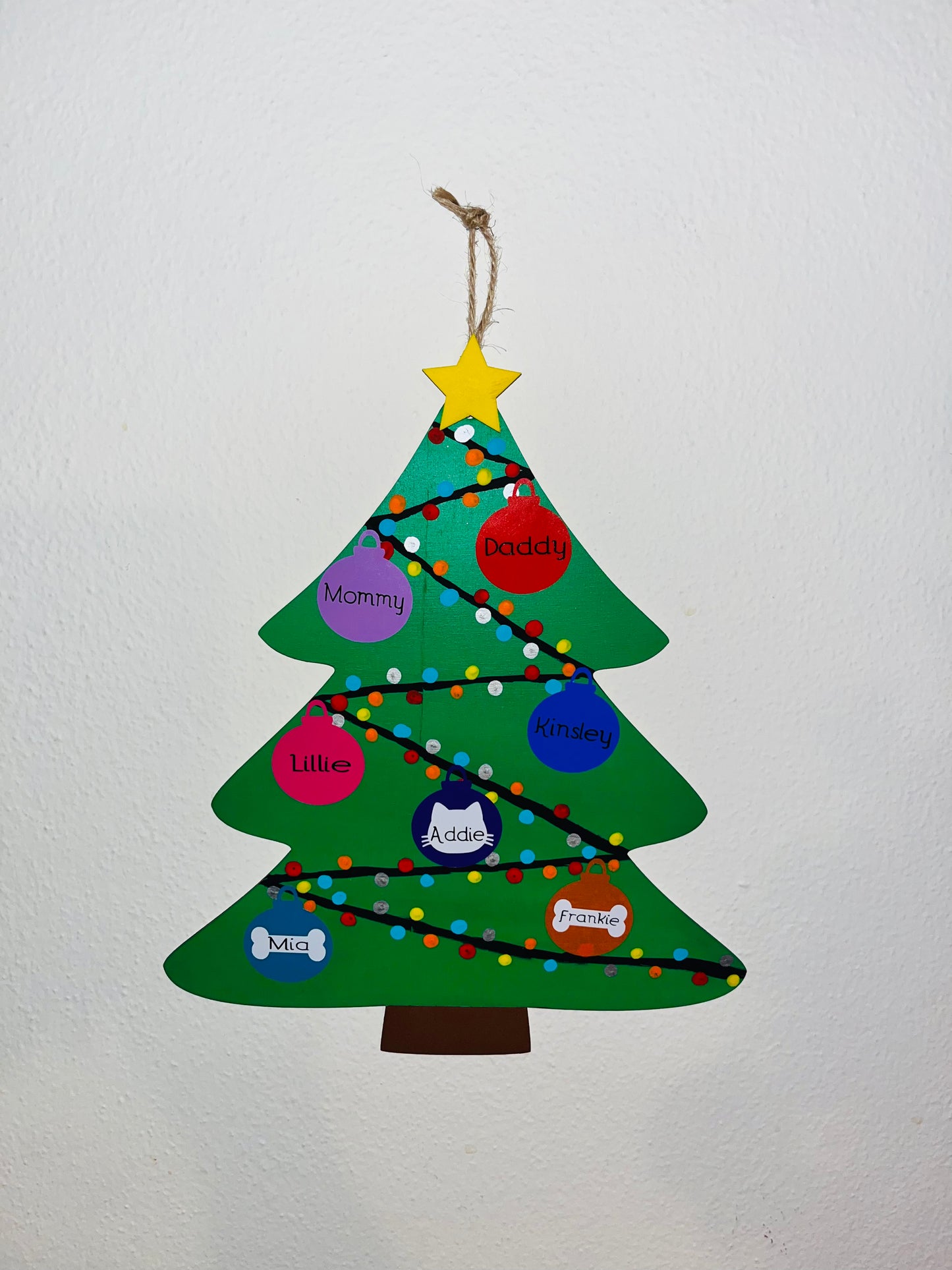 Customizable Hanging Christmas Tree Wood Sign