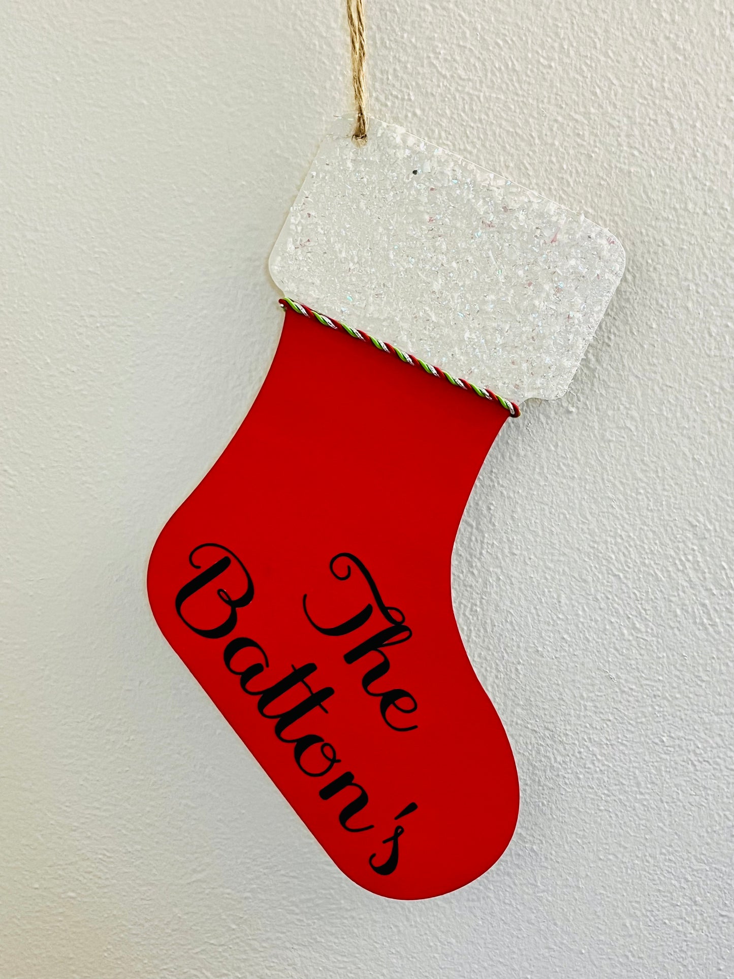 Customizable Hanging Stocking Wood Sign