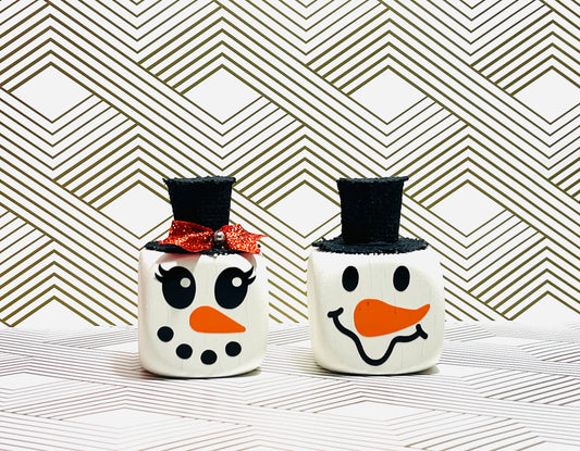 Snowmen Single Cubes Black Top Hats